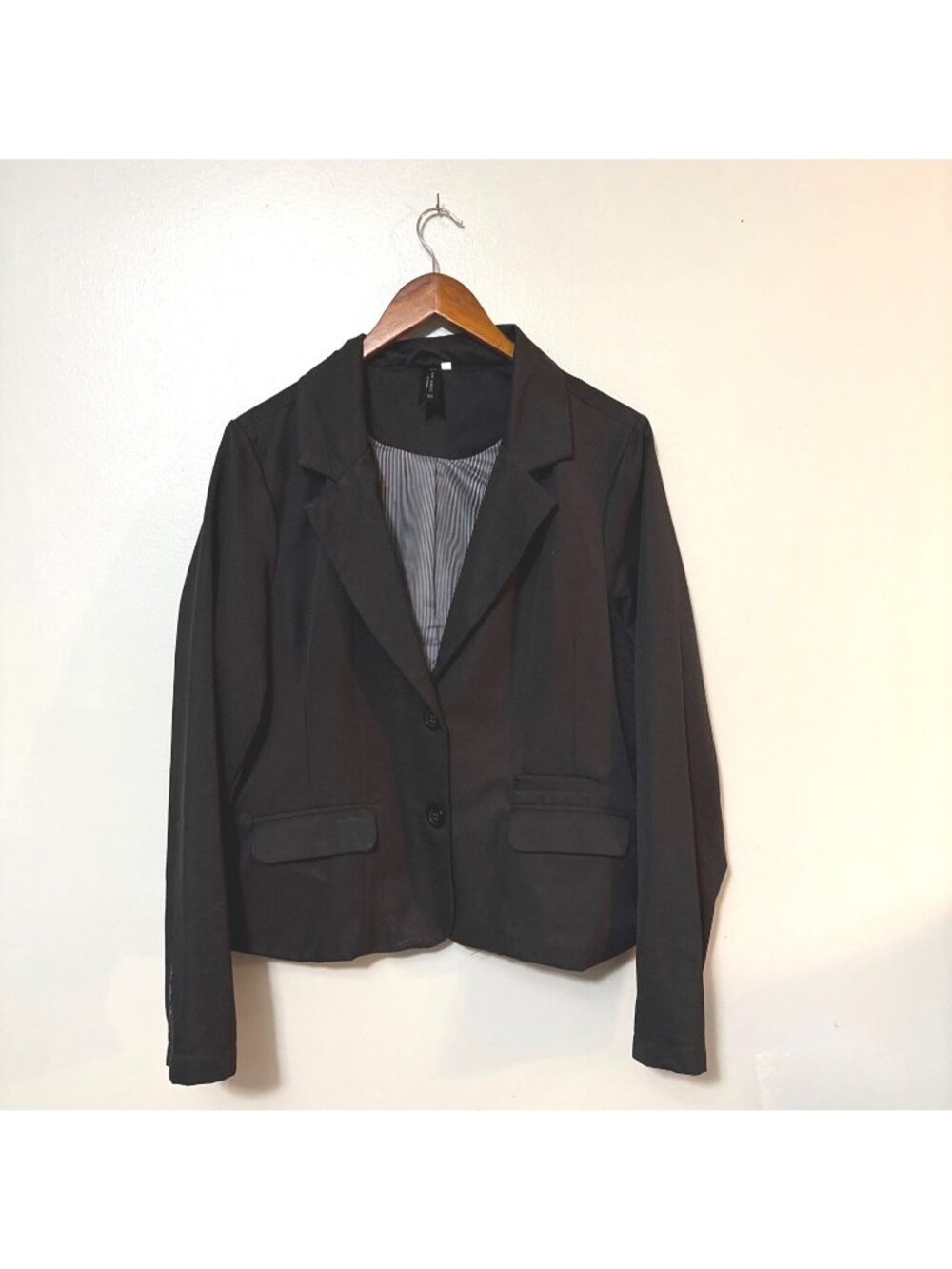 Miss Ashley Black Button-Front Blazer XL Womens Fitted Jacket 60% Cotton & 40% P